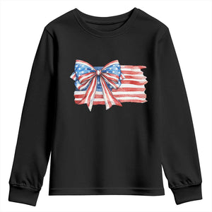 Patriotic American Flag Bow Youth Sweatshirt Gift For Women TS12 Black Print Your Wear