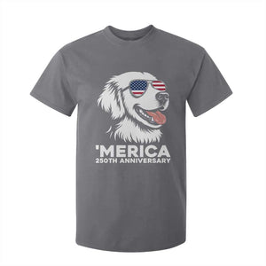 Merica Golden Retriever Lover T Shirt For Kid 250th Anniversary Gift TS12 Charcoal Print Your Wear