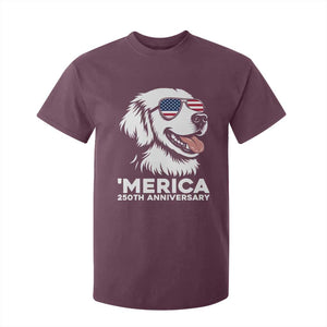 Merica Golden Retriever Lover T Shirt For Kid 250th Anniversary Gift TS12 Maroon Print Your Wear