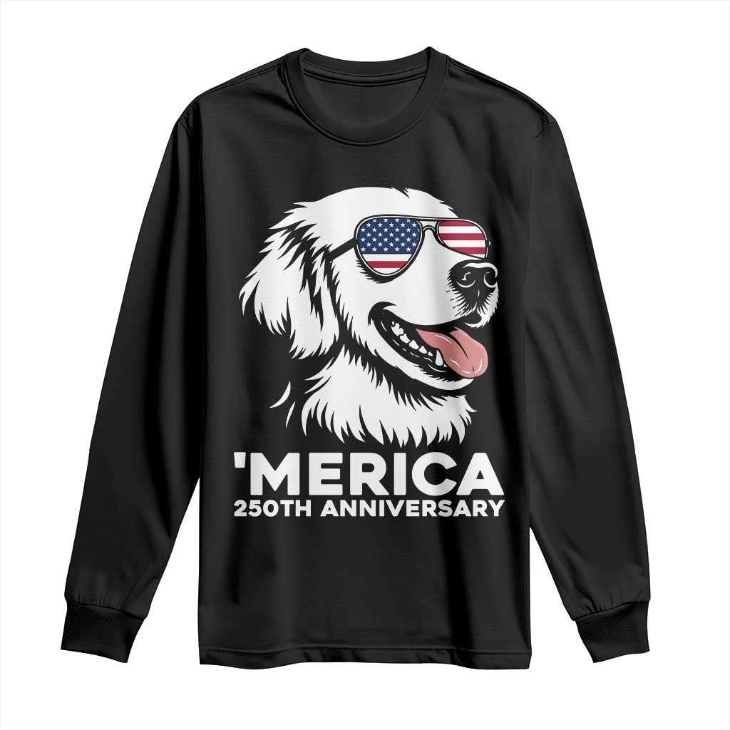 Merica Golden Retriever Lover Long Sleeve Shirt 250th Anniversary Gift TS12 Black Print Your Wear
