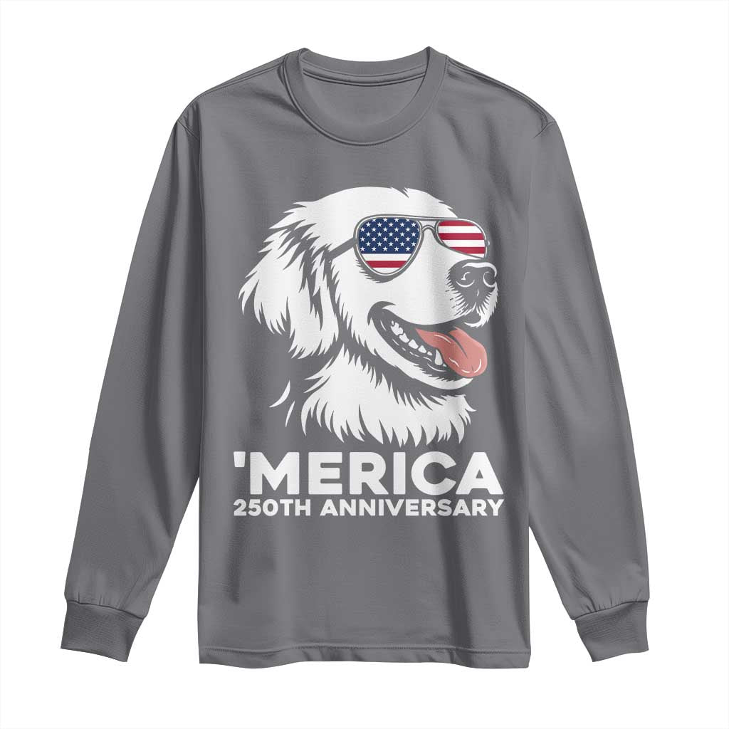 Merica Golden Retriever Lover Long Sleeve Shirt 250th Anniversary Gift TS12 Charcoal Print Your Wear