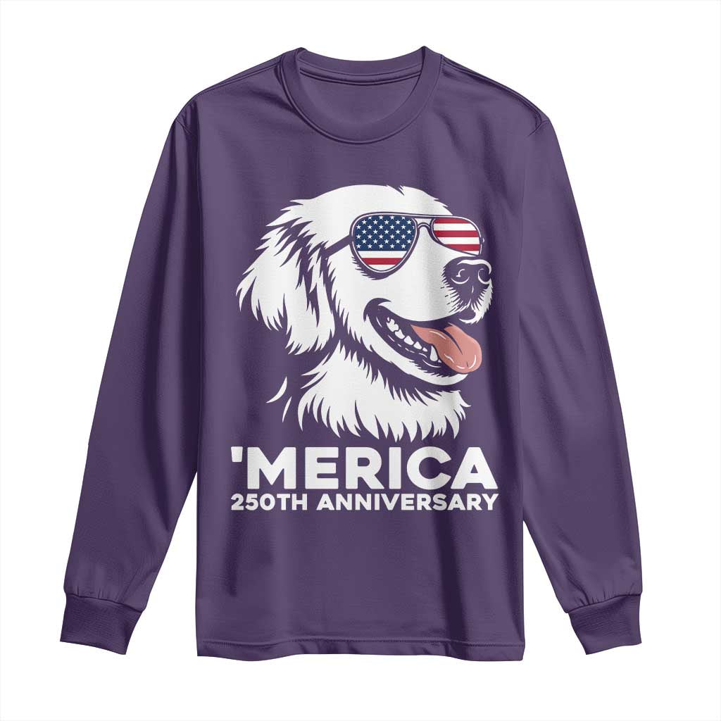 Merica Golden Retriever Lover Long Sleeve Shirt 250th Anniversary Gift TS12 Purple Print Your Wear