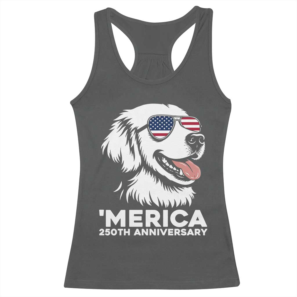 Merica Golden Retriever Lover Racerback Tank Top 250th Anniversary Gift TS12 Dark Heather Print Your Wear