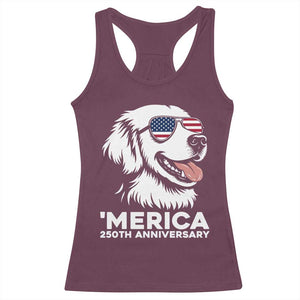 Merica Golden Retriever Lover Racerback Tank Top 250th Anniversary Gift TS12 Maroon Print Your Wear