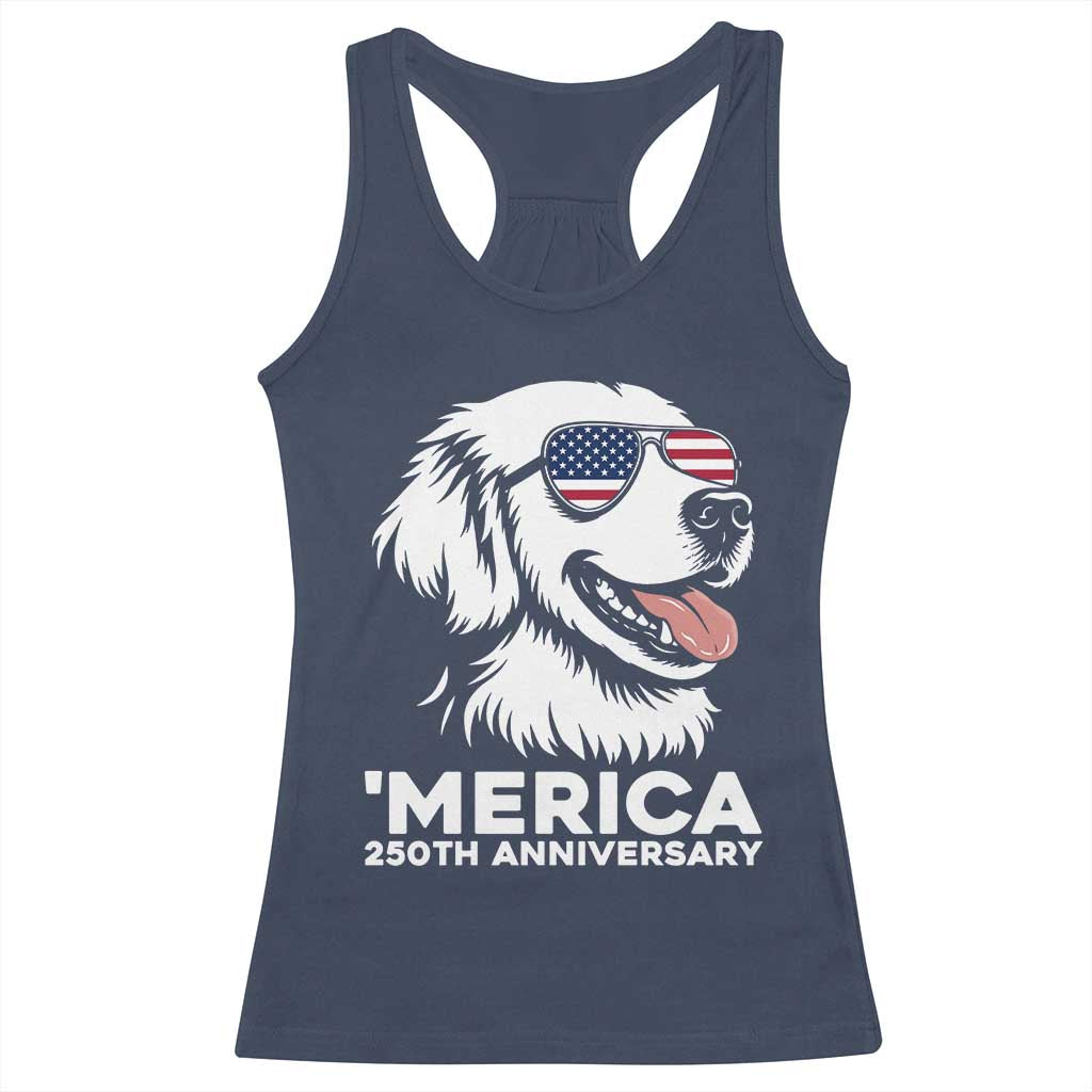 Merica Golden Retriever Lover Racerback Tank Top 250th Anniversary Gift TS12 Navy Print Your Wear