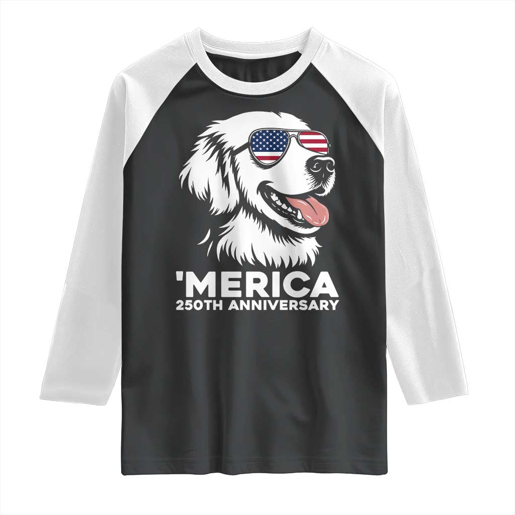 Merica Golden Retriever Lover Raglan Shirt 250th Anniversary Gift TS12 Black White Print Your Wear