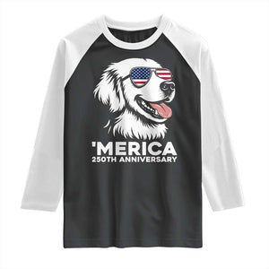 Merica Golden Retriever Lover Raglan Shirt 250th Anniversary Gift TS12 Black White Print Your Wear