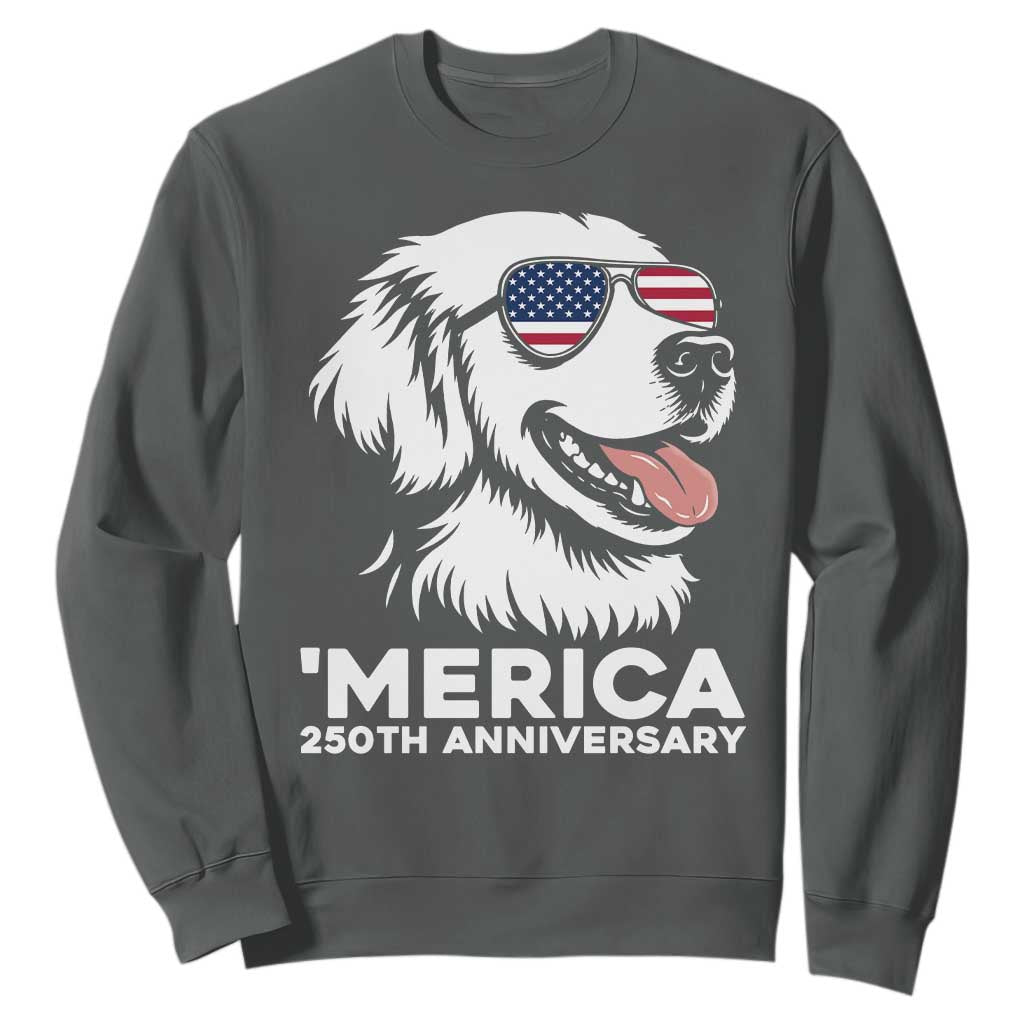 Merica Golden Retriever Lover Sweatshirt 250th Anniversary Gift TS12 Dark Heather Print Your Wear
