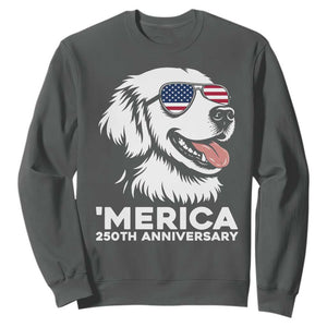 Merica Golden Retriever Lover Sweatshirt 250th Anniversary Gift TS12 Dark Heather Print Your Wear