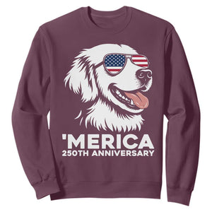 Merica Golden Retriever Lover Sweatshirt 250th Anniversary Gift TS12 Maroon Print Your Wear