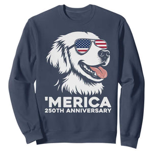 Merica Golden Retriever Lover Sweatshirt 250th Anniversary Gift TS12 Navy Print Your Wear