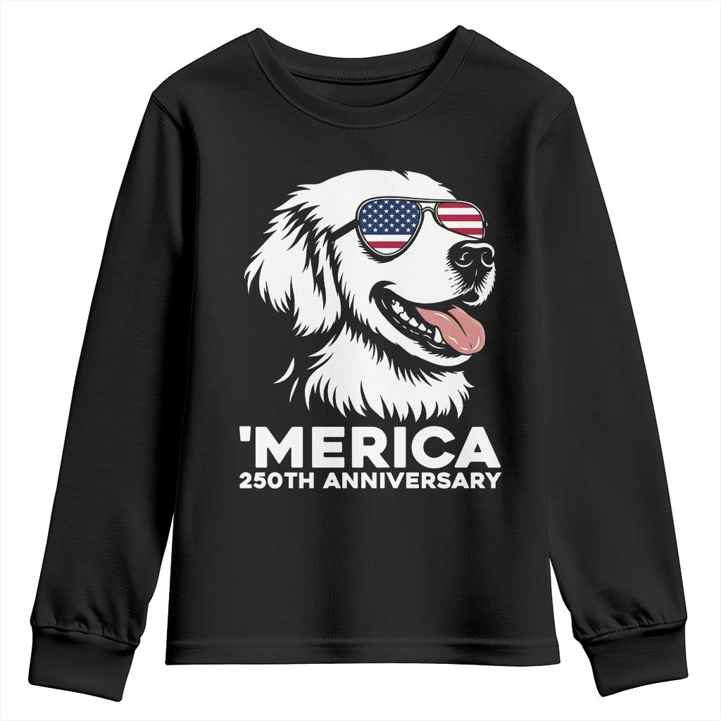 Merica Golden Retriever Lover Youth Sweatshirt 250th Anniversary Gift TS12 Black Print Your Wear