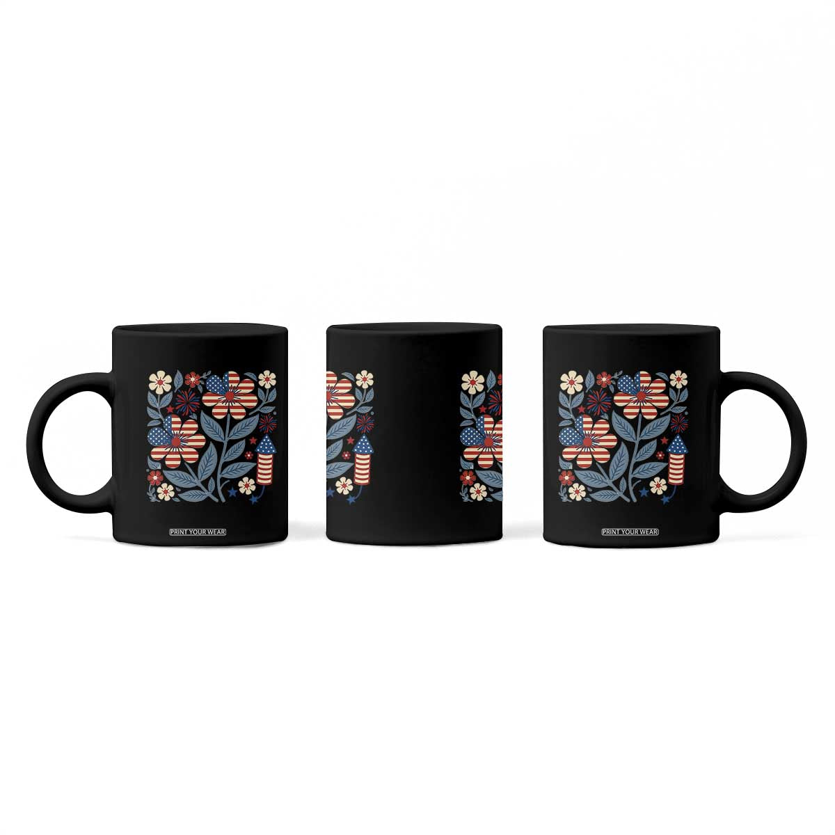 Boho Patriotic Daisy American Flag Floral Coffee Mug TS12 Print Your Wear