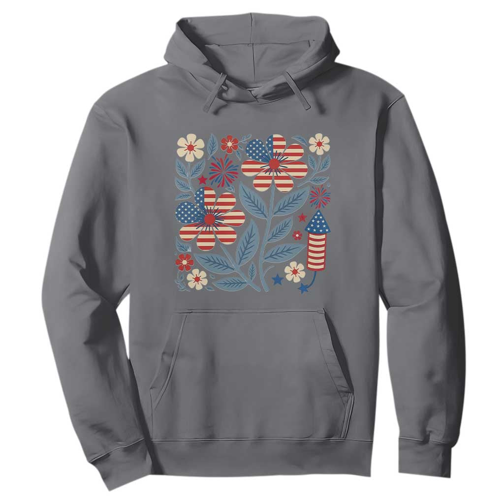 Boho Patriotic Daisy American Flag Floral Hoodie TS12 Charcoal Print Your Wear