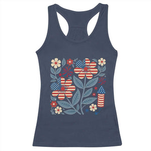 Boho Patriotic Daisy American Flag Floral Racerback Tank Top TS12 Navy Print Your Wear