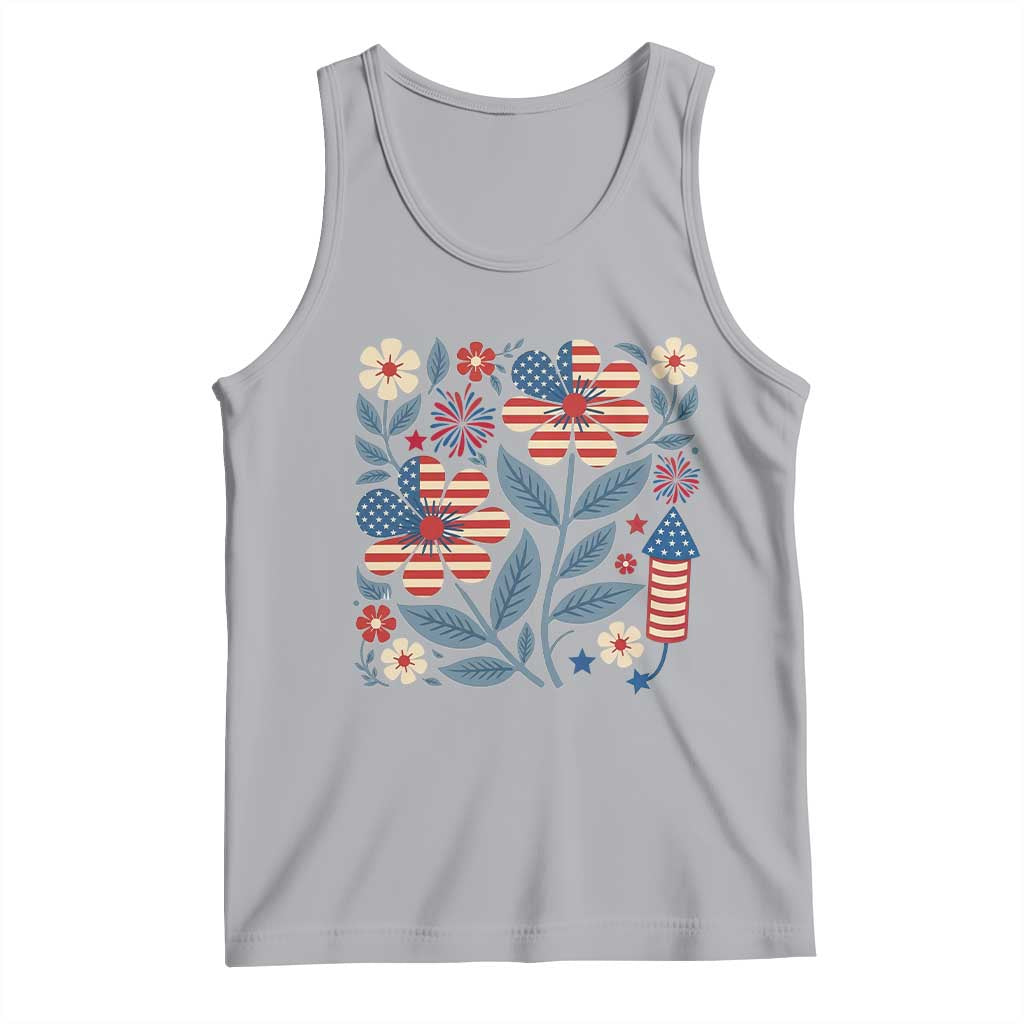 Boho Patriotic Daisy American Flag Floral Tank Top TS12 Athletic Heather Print Your Wear