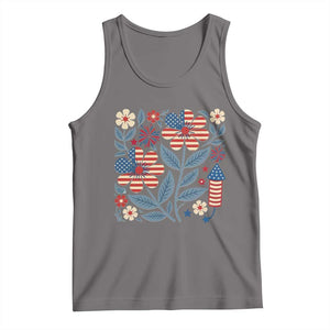 Boho Patriotic Daisy American Flag Floral Tank Top TS12 Deep Heather Print Your Wear