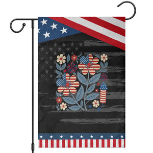 Boho Patriotic Daisy American Flag Floral Garden Flag TS12 Distressed Black Blue Print Your Wear
