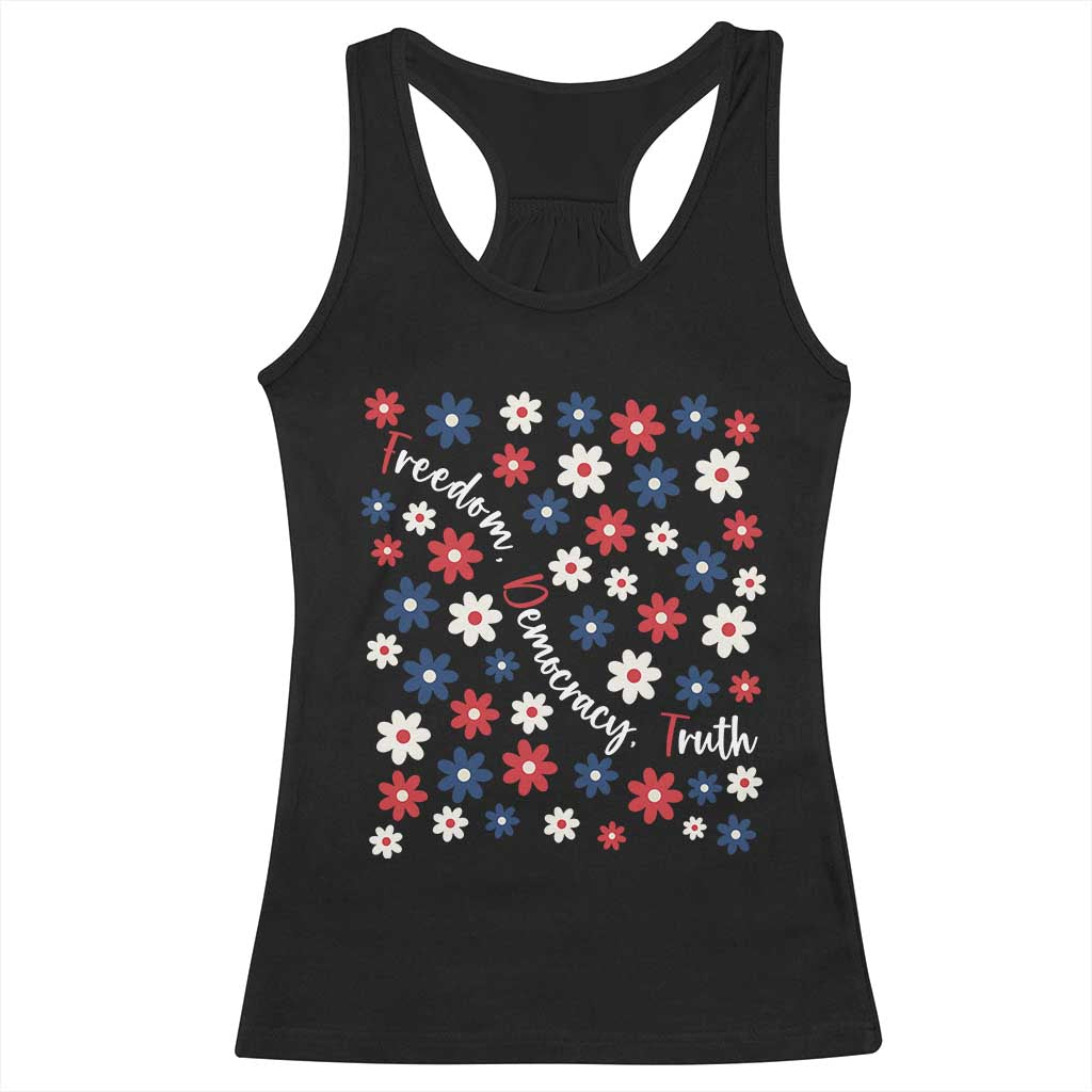 Freedom Democracy Truth Racerback Tank Top Patriotic Floral TS12 Black Print Your Wear