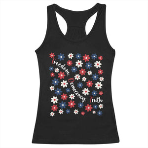 Freedom Democracy Truth Racerback Tank Top Patriotic Floral TS12 Black Print Your Wear