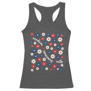Freedom Democracy Truth Racerback Tank Top Patriotic Floral TS12 Dark Heather Print Your Wear
