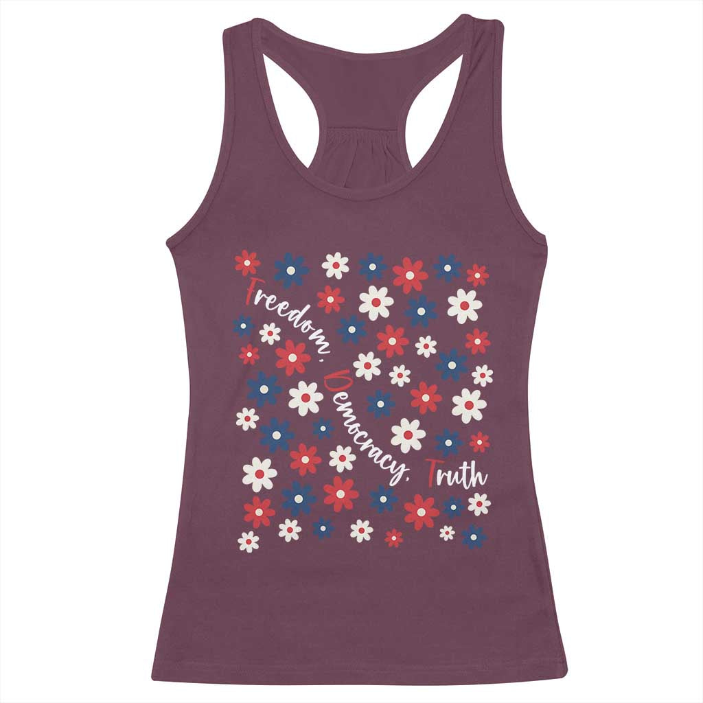 Freedom Democracy Truth Racerback Tank Top Patriotic Floral TS12 Maroon Print Your Wear