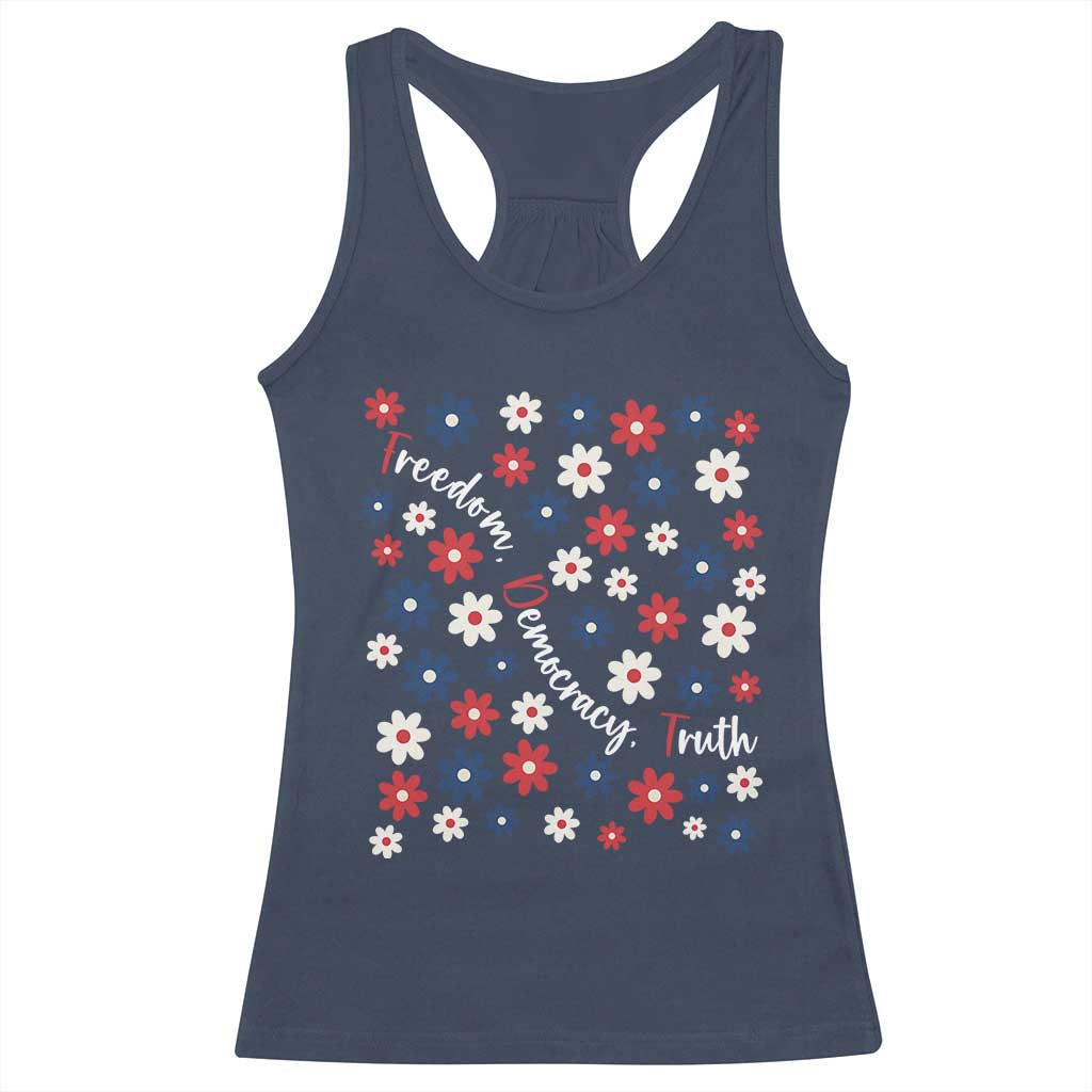 Freedom Democracy Truth Racerback Tank Top Patriotic Floral TS12 Navy Print Your Wear