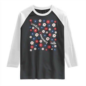 Freedom Democracy Truth Raglan Shirt Patriotic Floral TS12 Black White Print Your Wear