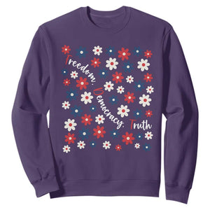 Freedom Democracy Truth Sweatshirt Patriotic Floral TS12 Purple Print Your Wear