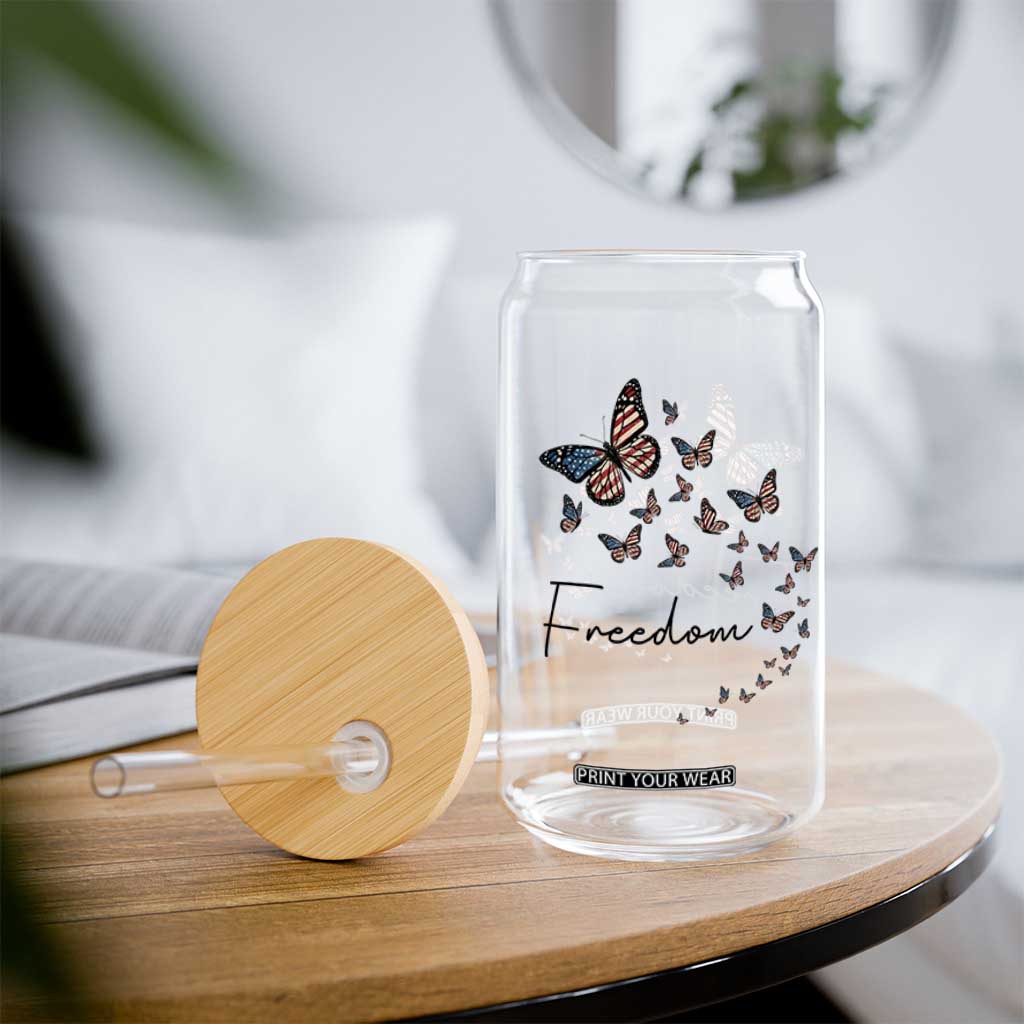 Butterfly Of Freedom American Pride Glass Can TS12 Print Your Wear