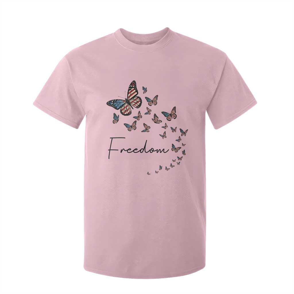 Butterfly Of Freedom American Pride T Shirt For Kid TS12 Light Pink Print Your Wear