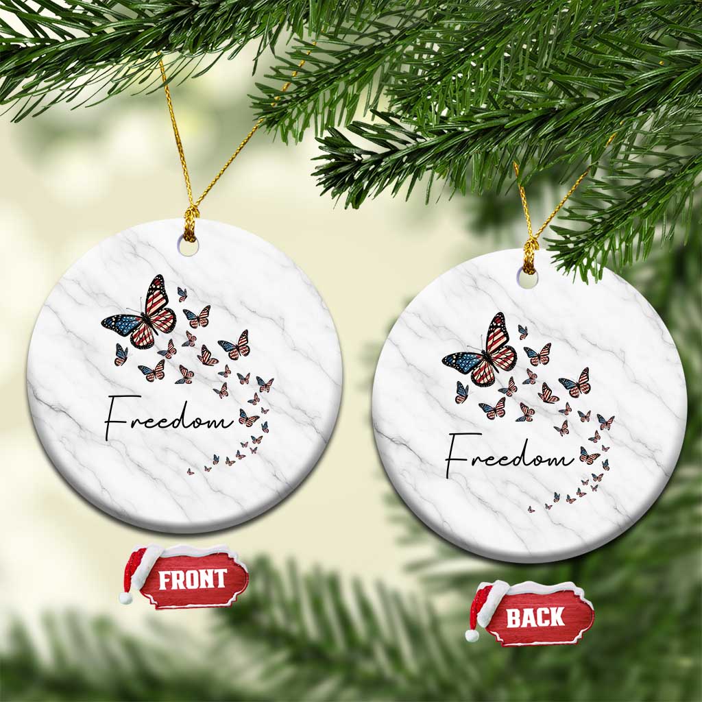 Butterfly Of Freedom American Pride Ceramic Ornament TS12 1pc White Marble Print Your Wear