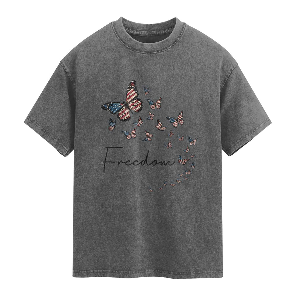 Butterfly Of Freedom American Pride Washed Cotton T-Shirt