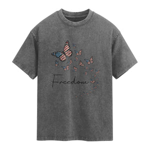 Butterfly Of Freedom American Pride Washed Cotton T-Shirt