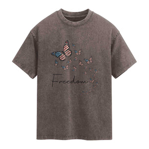 Butterfly Of Freedom American Pride Washed Cotton T-Shirt