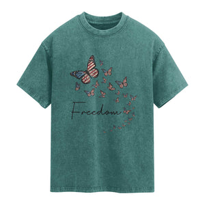 Butterfly Of Freedom American Pride Washed Cotton T-Shirt