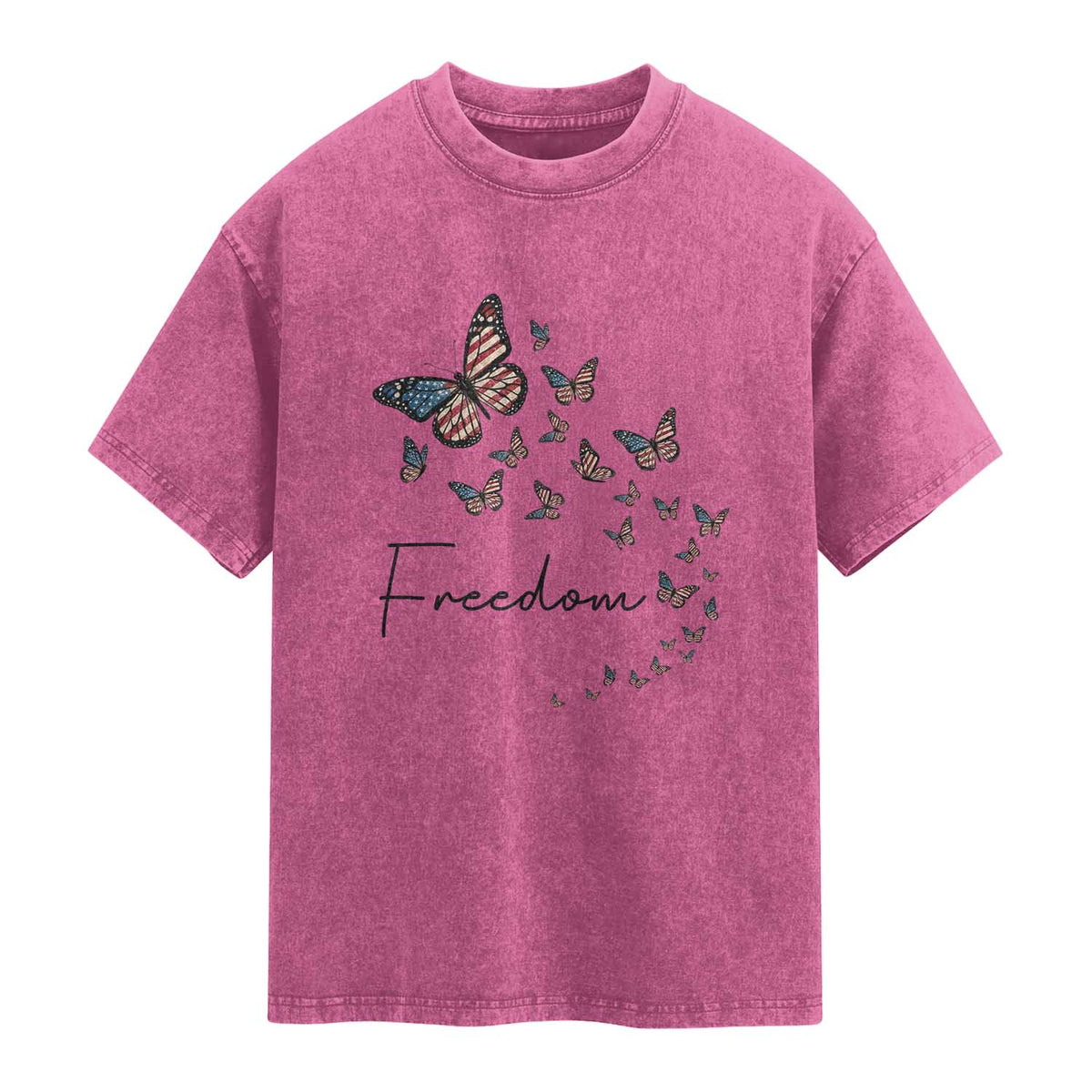 Butterfly Of Freedom American Pride Washed Cotton T-Shirt