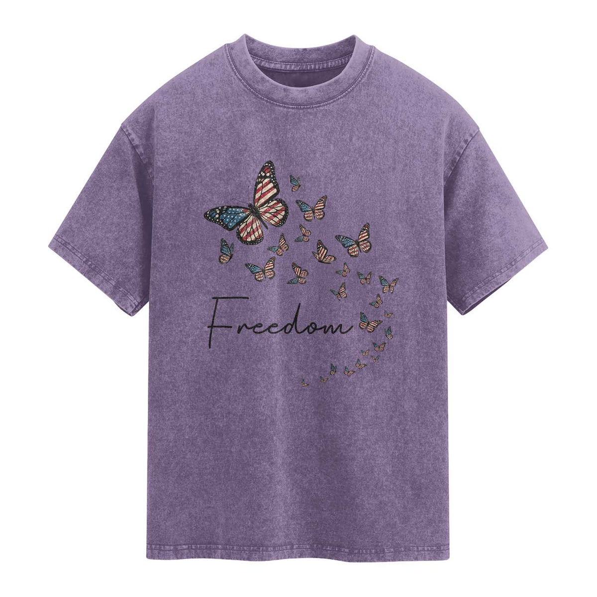 Butterfly Of Freedom American Pride Washed Cotton T-Shirt