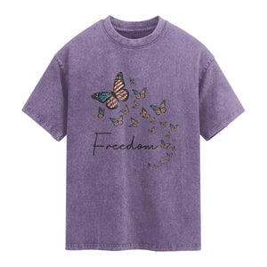 Butterfly Of Freedom American Pride Washed Cotton T-Shirt