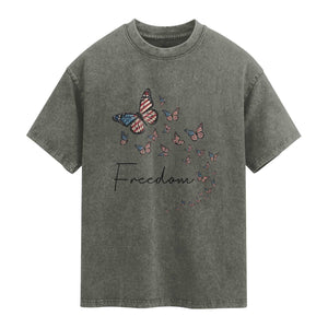 Butterfly Of Freedom American Pride Washed Cotton T-Shirt