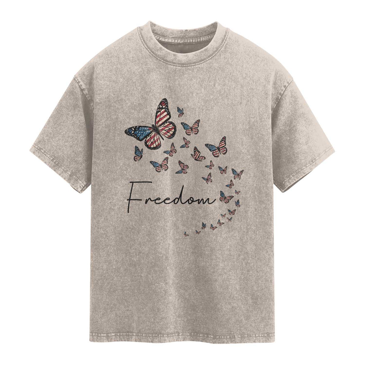 Butterfly Of Freedom American Pride Washed Cotton T-Shirt