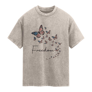 Butterfly Of Freedom American Pride Washed Cotton T-Shirt