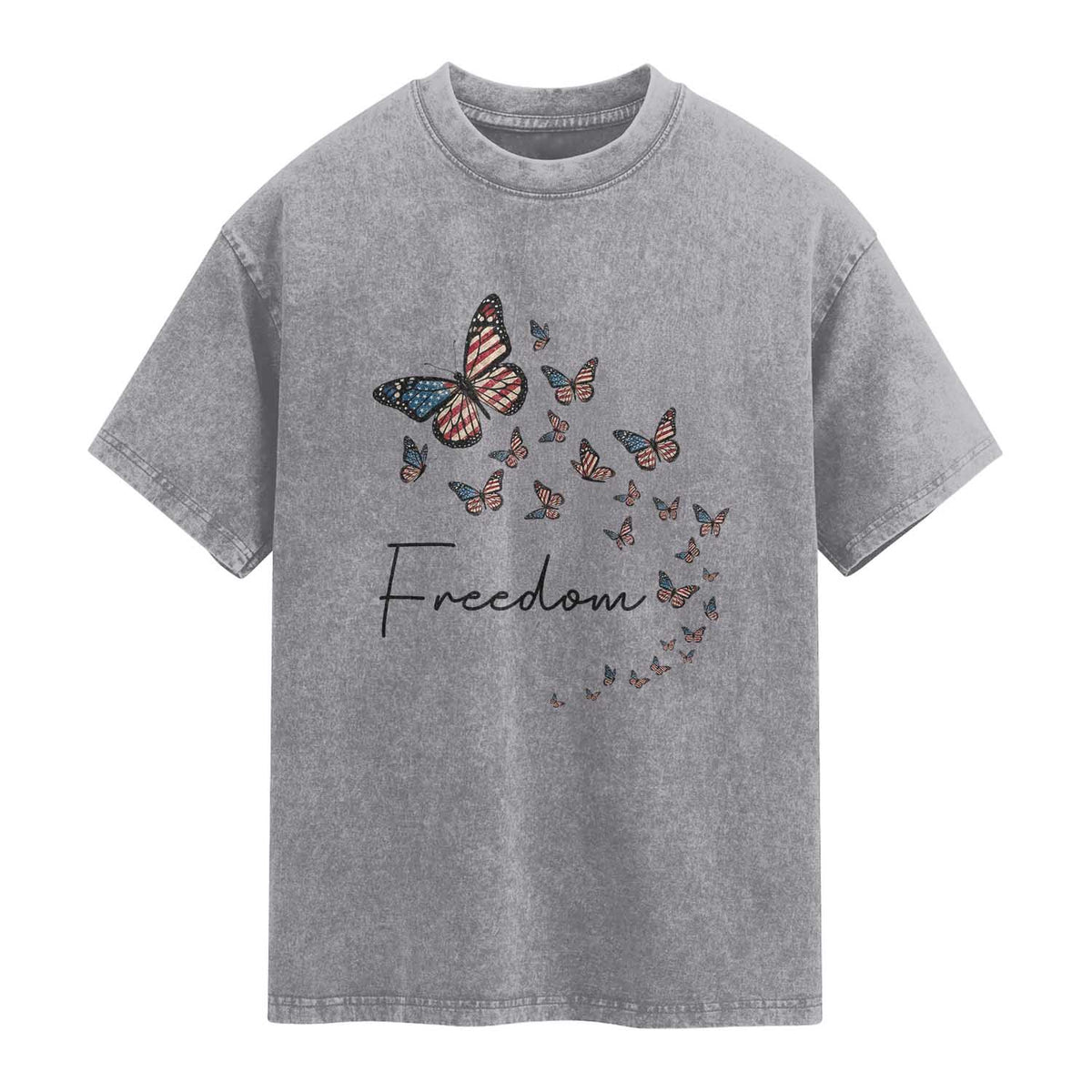 Butterfly Of Freedom American Pride Washed Cotton T-Shirt