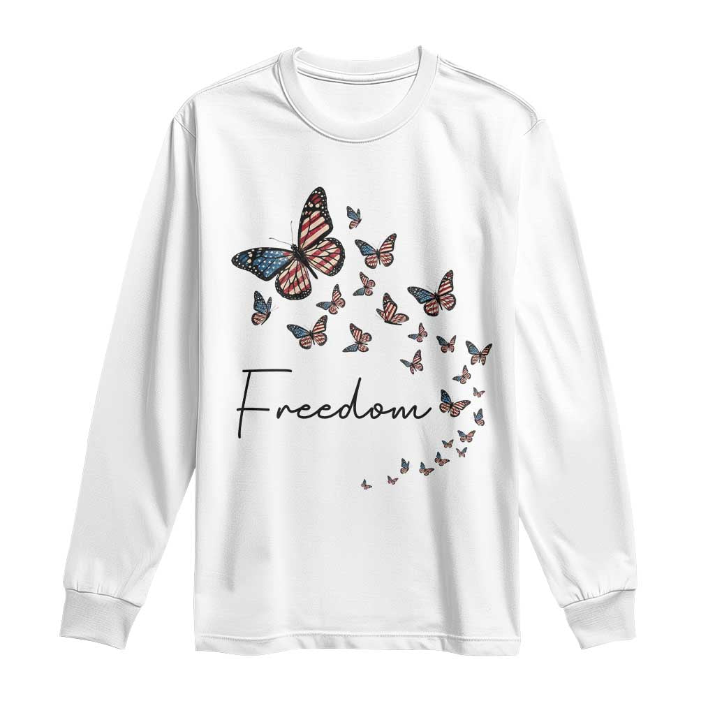 Butterfly Of Freedom American Pride Long Sleeve Shirt TS12 White Print Your Wear