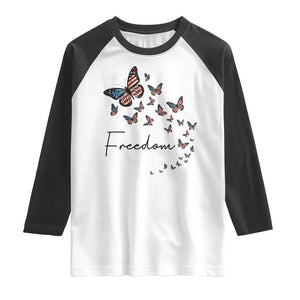 Butterfly Of Freedom American Pride Raglan Shirt TS12 White Black Print Your Wear