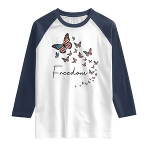 Butterfly Of Freedom American Pride Raglan Shirt TS12 White Navy Print Your Wear