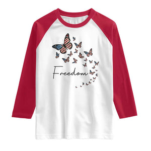 Butterfly Of Freedom American Pride Raglan Shirt TS12 White Red Print Your Wear