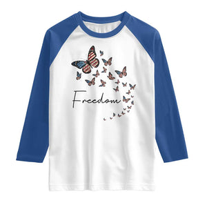 Butterfly Of Freedom American Pride Raglan Shirt TS12 White Royal Print Your Wear