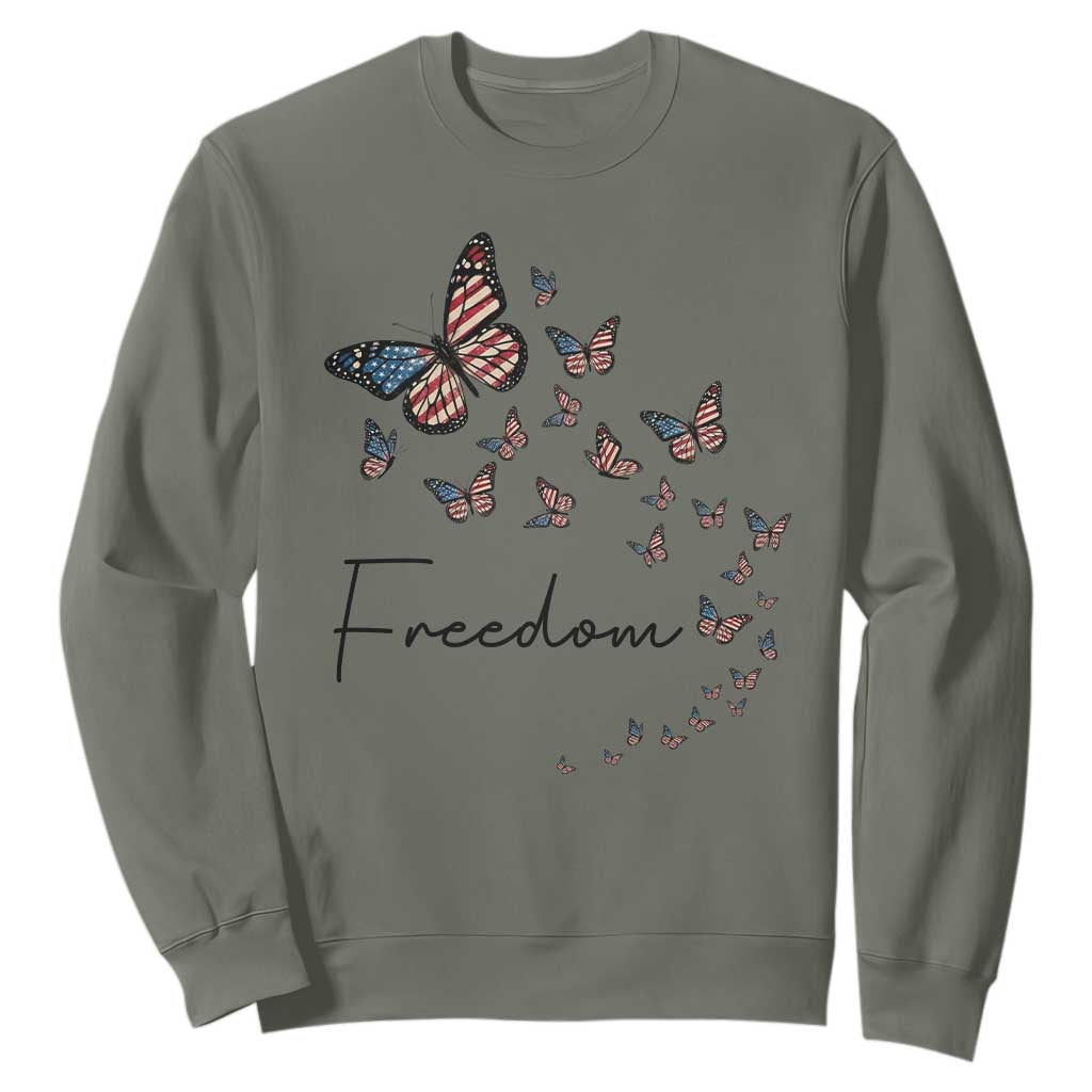 Butterfly Of Freedom American Pride Sweatshirt TS12 Military Green Print Your Wear