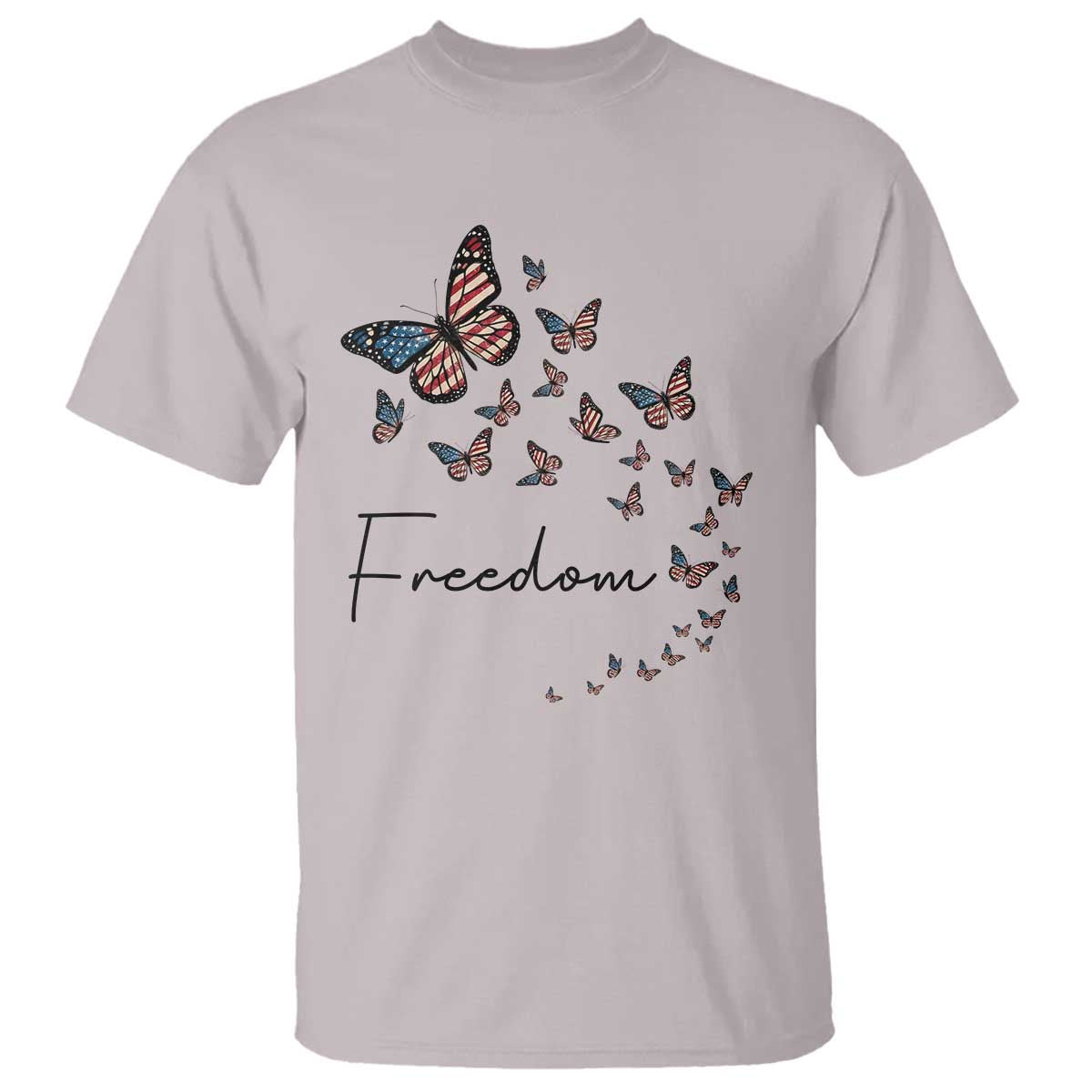 Butterfly Of Freedom American Pride T Shirt TS12 Ice Gray Print Your Wear
